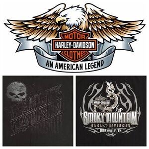 Harley Davidson 2017 Smokey Mountains Mens Size XL Black Skull Dragon Shirt